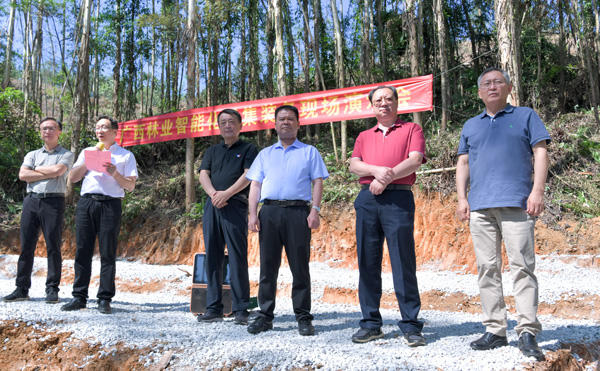 图前左二为自治区林业局副局长黄政康,前右一为